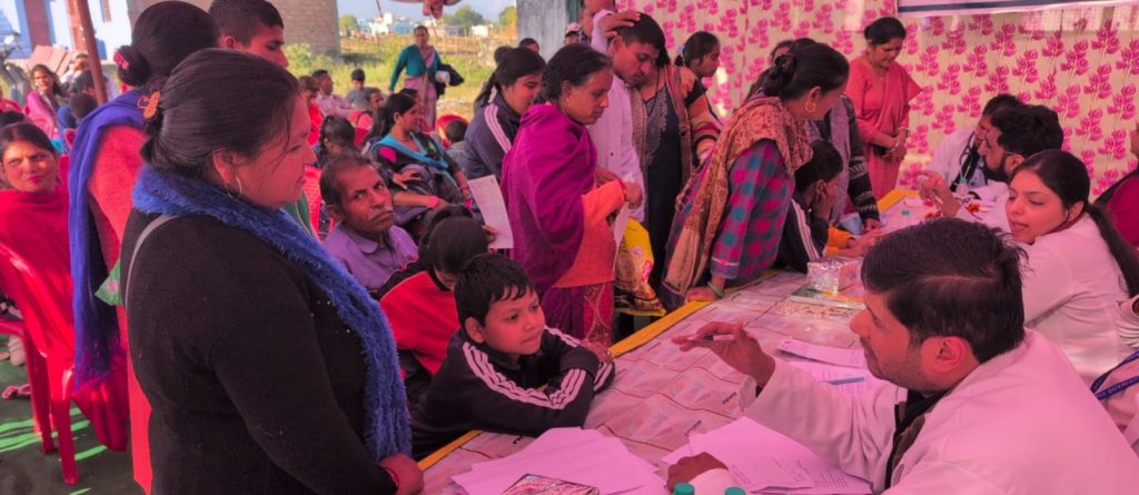 Shri Mahant Indiresh Hospital organised a special camp for mentally challenged children at Jhandichaur, Kotdwar